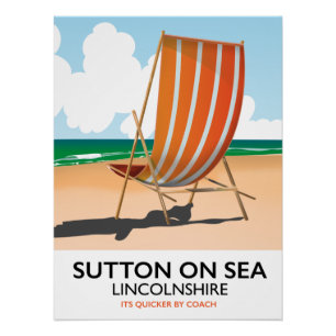 Póster Cartaz de viagem para a praia de Sutton on Sea.