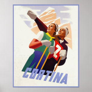 Poster Cartaz de viagem para Cortina d'Ampezzo, Itália.