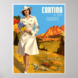 Poster Cartaz de viagem para Cortina d'Ampezzo, Itália.  