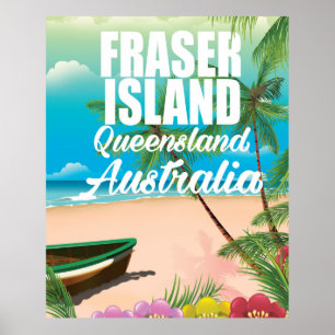 Póster cartaz de viagem para Ilha Fraser Queensland