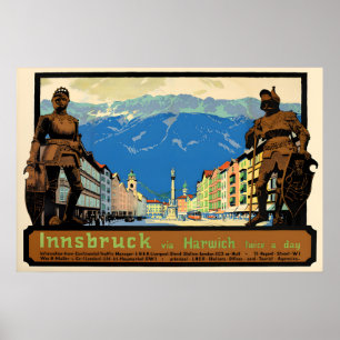 Poster Cartaz de viagem para Innsbruck via Harwich Britân