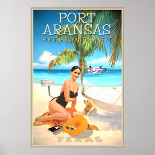 Poster Cartaz de Viagem para Port Aransas Mustang Island
