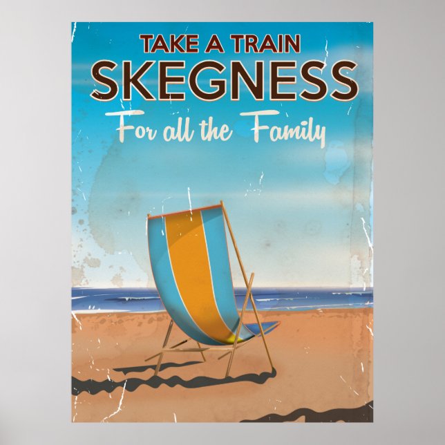 Póster Cartaz de viagem para Skegness de trem. (Frente)
