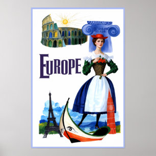 Poster cartaz de viagem pela Europa