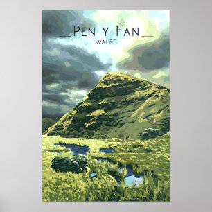 Poster Cartaz de Viagem Pen Y Fan Brecon Beacons País de 
