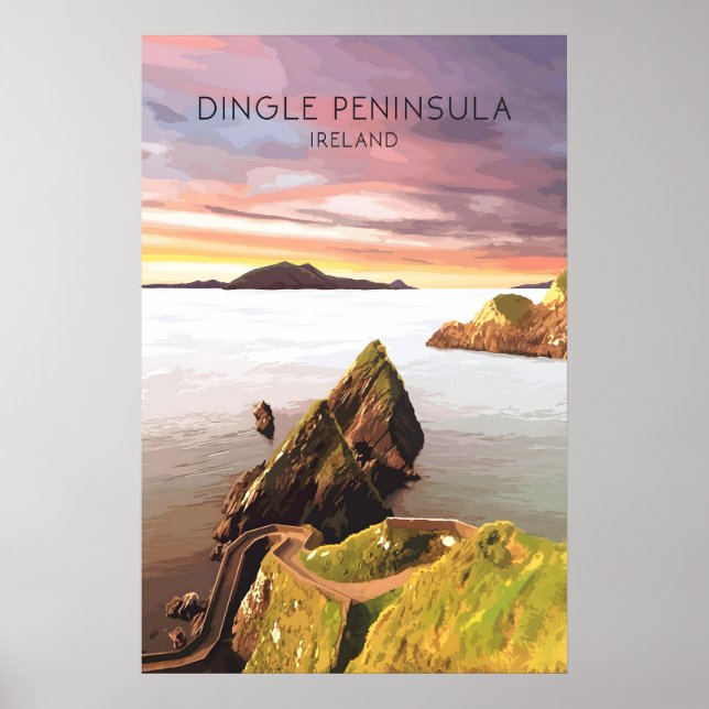 Poster Cartaz de Viagem Península de Dingle Irlanda (Frente)