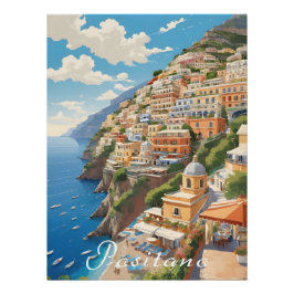 Póster Cartaz de Viagem Positano Itália