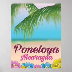 Poster cartaz de viagem praia Poneloya nicarágua