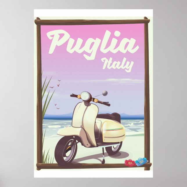 Póster Cartaz de viagem Puglia Itália. (Frente)
