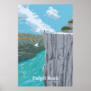 Poster Cartaz de Viagem Pulpit Rock Preikestolen Noruega