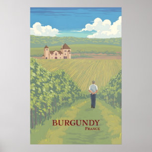 Poster Cartaz de Viagem Região de Vinho da Borgonha Franç
