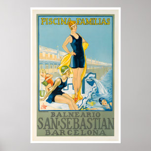 Poster Cartaz de Viagem Retro Arte de San Sebastian Barce