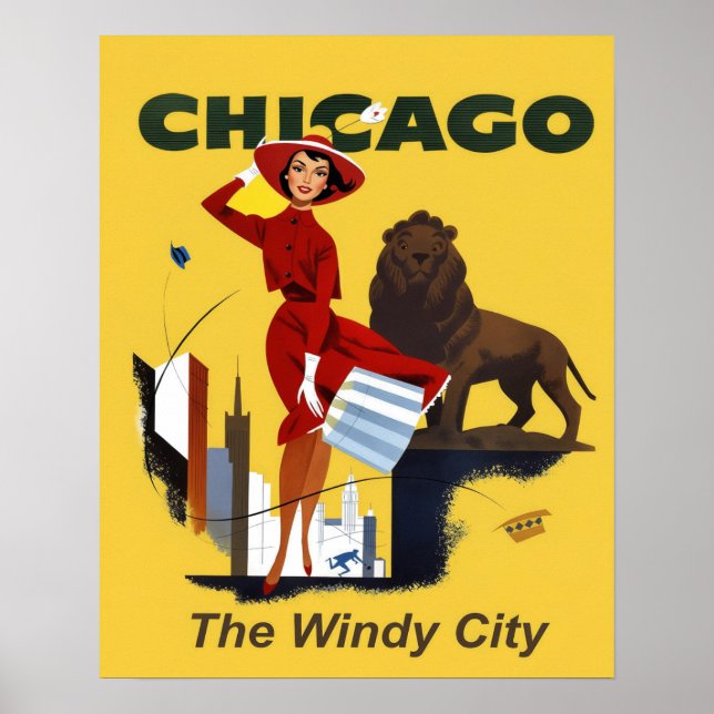 Poster Cartaz de Viagem Retro Chicago (Frente)