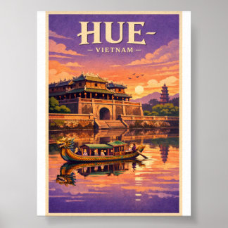 Poster Cartaz de Viagem Retro Cidade de Hue Vietnam