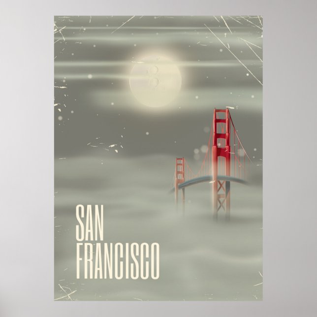Poster Cartaz de viagem retrô de São Francisco (Frente)