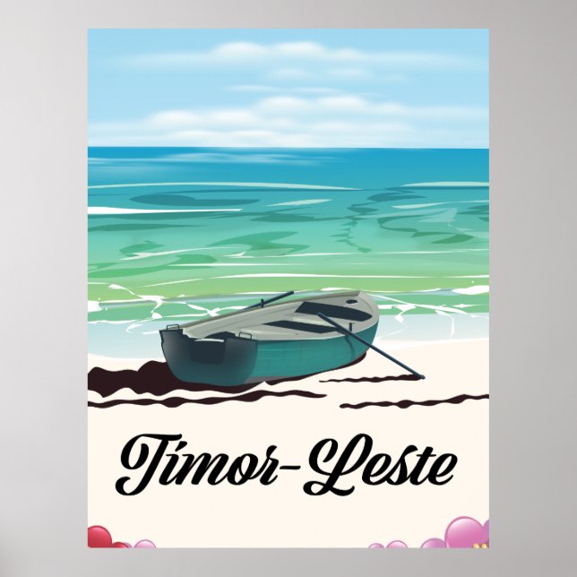 Poster Cartaz de viagem retro de Timor-Leste. (Frente)