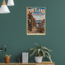 Cartaz de Viagem Retro Portland Maine Porto Antigo