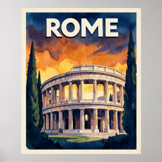 Poster Cartaz de Viagem Retro Roma (Frente)