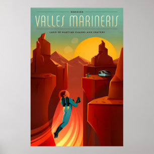 Poster Cartaz de Viagem Retro Sci-Fi Valles Marineris