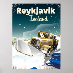 Póster cartaz de viagem Reykjavik Islândia