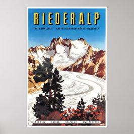 Poster Cartaz de Viagem Riederalp Arte Suíça Esqui Suíço