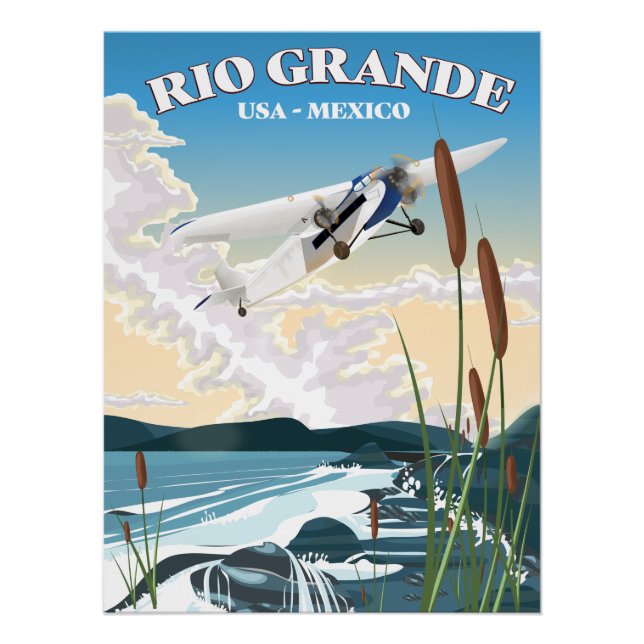 Póster Cartaz de viagem Rio Grande EUA México (Frente)
