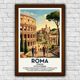 Poster Cartaz de Viagem Roma, Itália anos 60 Vintage