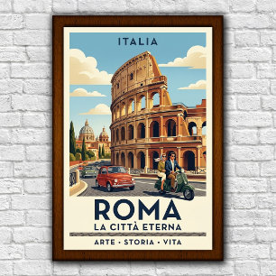 Poster Cartaz de Viagem Roma, Itália anos 60 Vintage