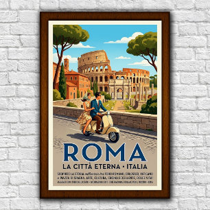 Poster Cartaz de Viagem Roma, Itália anos 60 Vintage