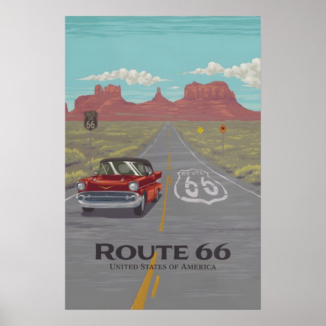 Poster Cartaz de Viagem Rota 66 EUA (Frente)