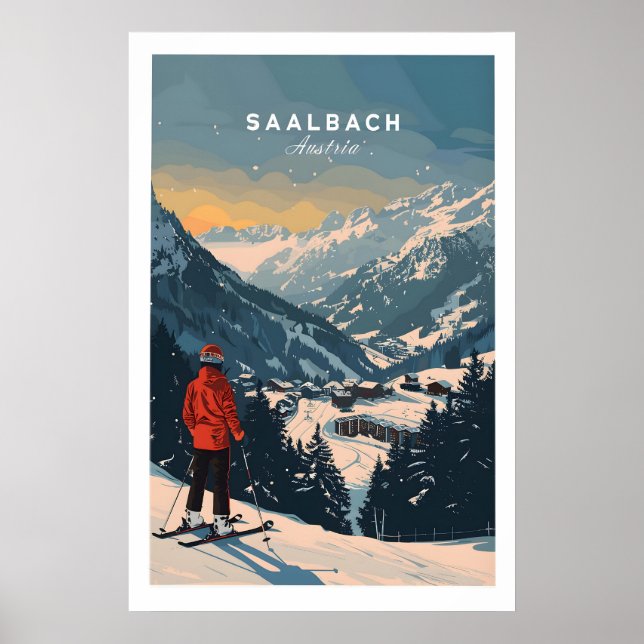 Poster Cartaz de Viagem Saalbach - Áustria 1 (Frente)