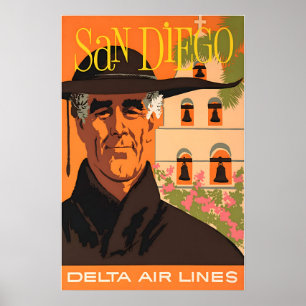 Poster Cartaz de Viagem San Diego Print Delta Arte Califó