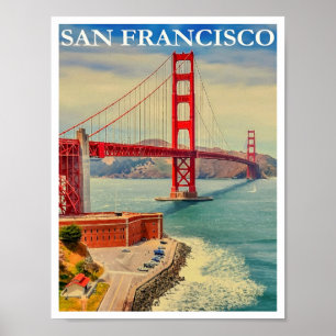 Poster Cartaz de Viagem San Francisco, Golden Gate Bridge