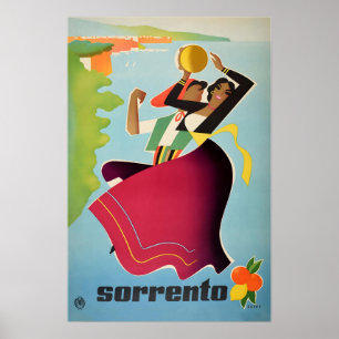 Poster Cartaz de Viagem Sorrento Itália Arte de Mario Pup