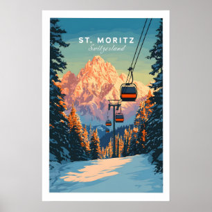 Poster Cartaz de Viagem St Moritz - Suíça 1