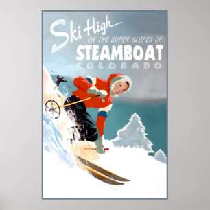 Poster Cartaz de Viagem Steamboat Colorado Montanhas Roch