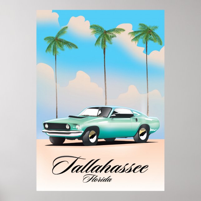 Poster Cartaz de viagem Tallahassee Flórida. (Frente)