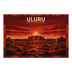 Póster Cartaz de Viagem Uluru Austrália - Território do N