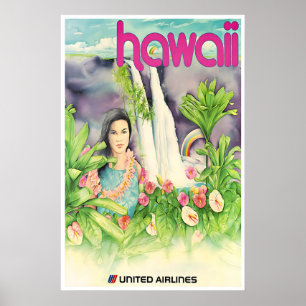 Poster Cartaz de Viagem Unida da Arte Havaiana da Impress