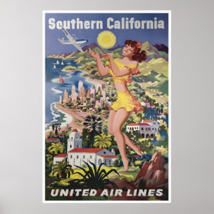 Poster Cartaz de Viagem Unida Impresso da Califórnia do S