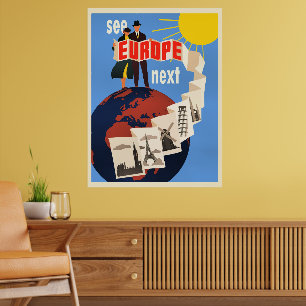 Poster Cartaz de viagem Veja a Europa em seguida,