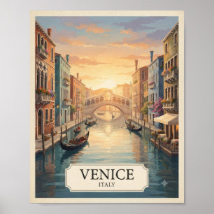 Poster Cartaz de Viagem Veneza Itália Vintage Grande Ca