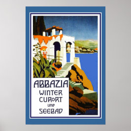 Póster Cartaz de Viagem Vintage Abbazia Itália