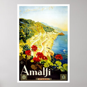 Poster Cartaz de Viagem Vintage Amalfi Itália Europa