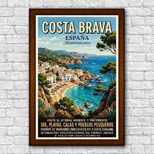 Poster Cartaz de Viagem Vintage Anos 60 Costa Brava, Espa