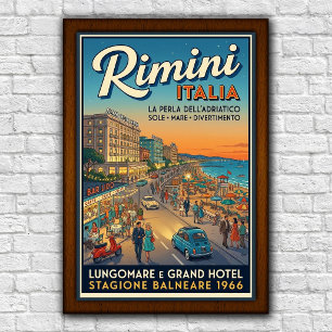 Poster Cartaz de Viagem Vintage anos 60 Rimini, Itália