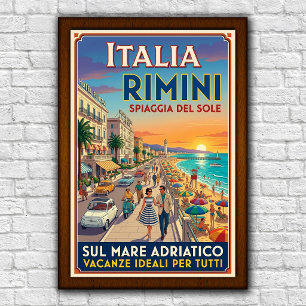 Poster Cartaz de Viagem Vintage anos 60 Rimini, Itália