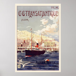 Poster Cartaz de Viagem Vintage Argélia Tunísia - Enquadr