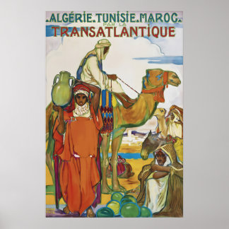 Poster Cartaz de Viagem Vintage Argélia Tunísia Marrocos