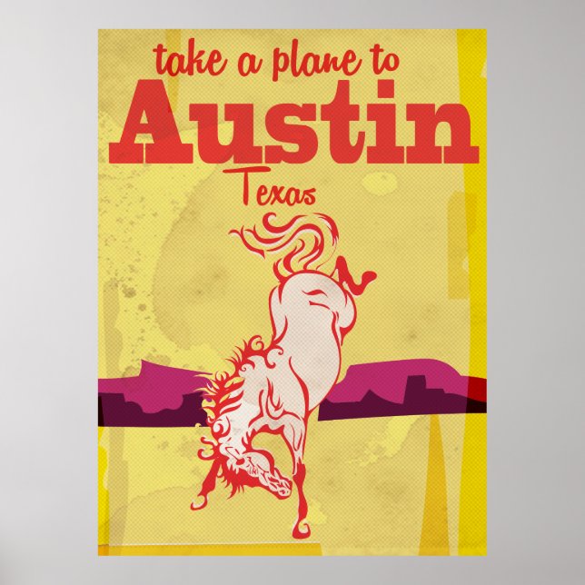 Póster Cartaz de viagem vintage Austin Texas (Frente)